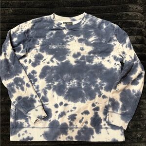 Original Use Navy and Beige Tie-Dye Crewneck Sweater